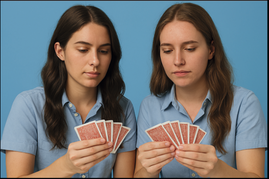 Las chicas juegan a las cartas